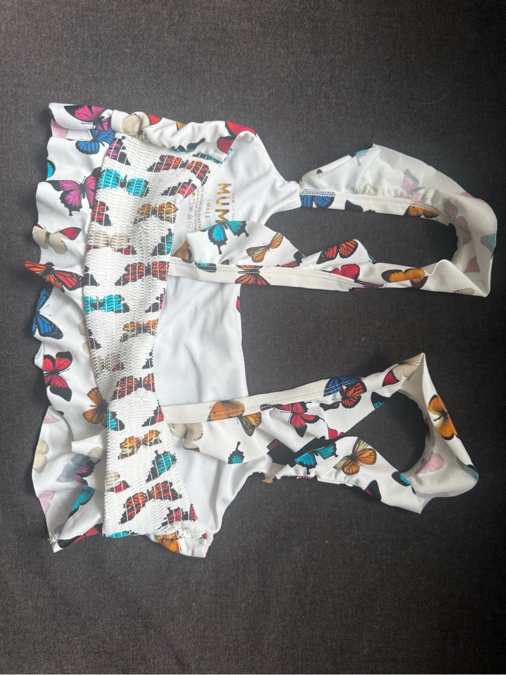 Show me your mumu - White Butterfly Print Ruffle Bikini Set - Picture 3 of 7